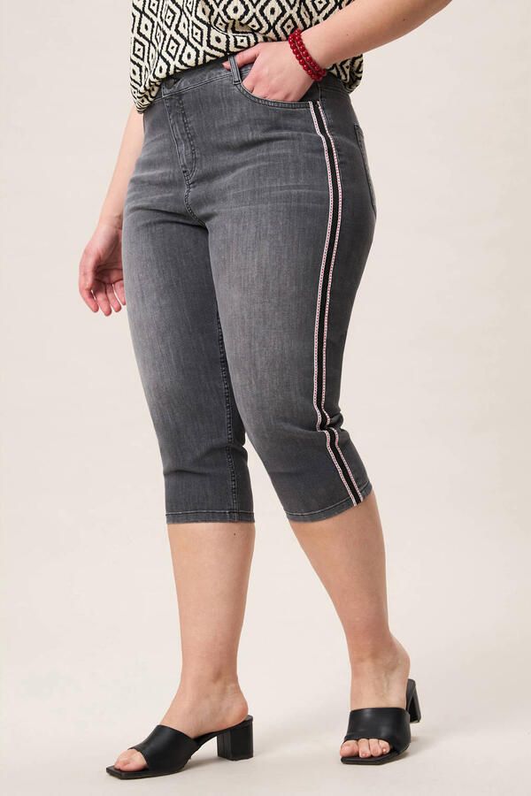 Miss Etam Plus skinny high waist broek grey denim