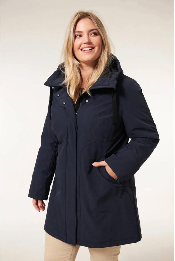Miss Etam Plus softshell jas donkerblauw