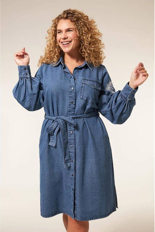 Miss Etam Plus spijkerjurk Danielle medium blue denim