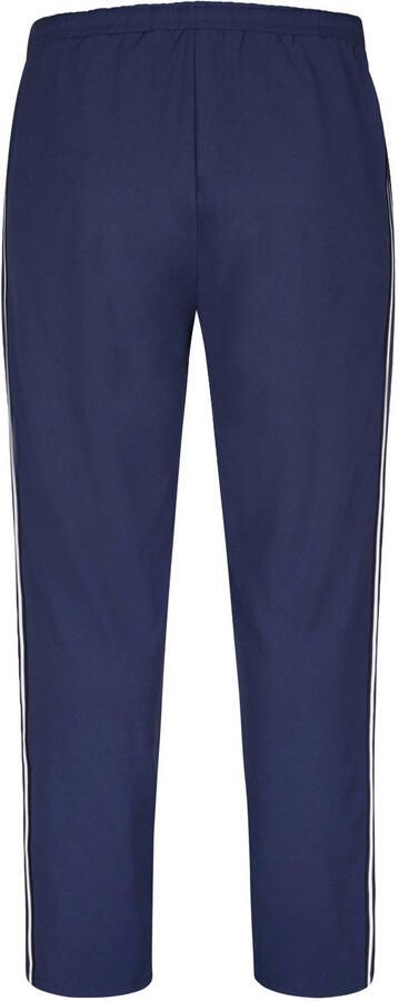 Miss Etam Plus straight regular waist gestreepte broek donkerblauw - Foto 3
