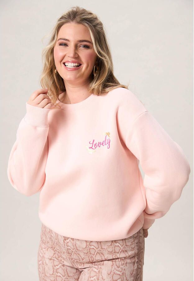 Miss Etam Plus sweater met backprint roze