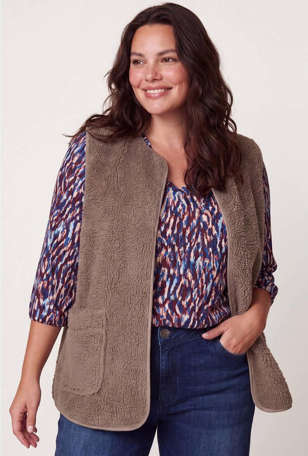 Miss Etam Plus teddy gilet beige