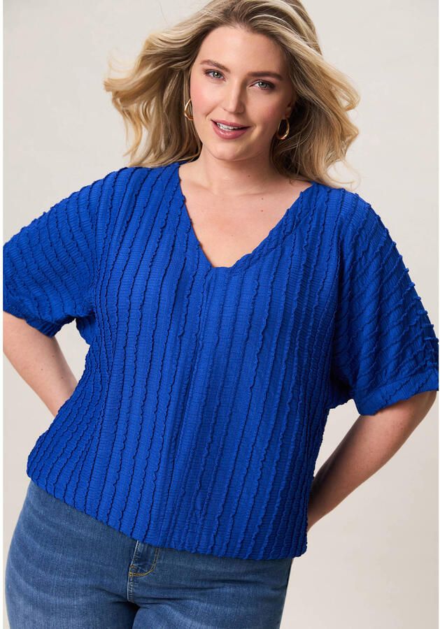 Miss Etam Plus top donkerblauw