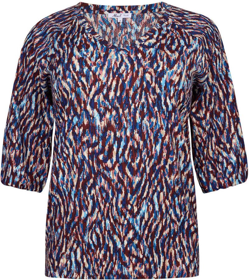 Miss Etam Plus top met print blauw