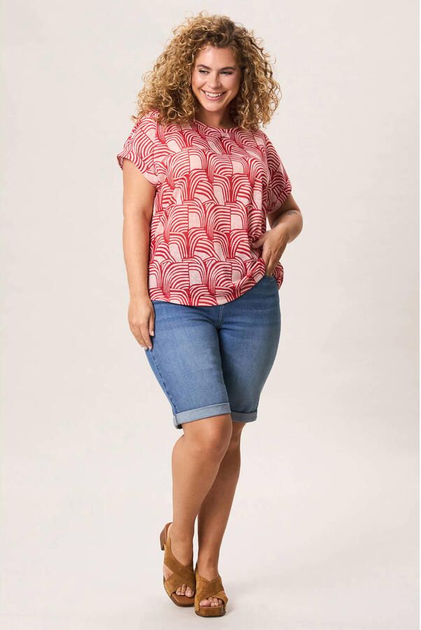 Miss Etam Plus top met print rood - Foto 3