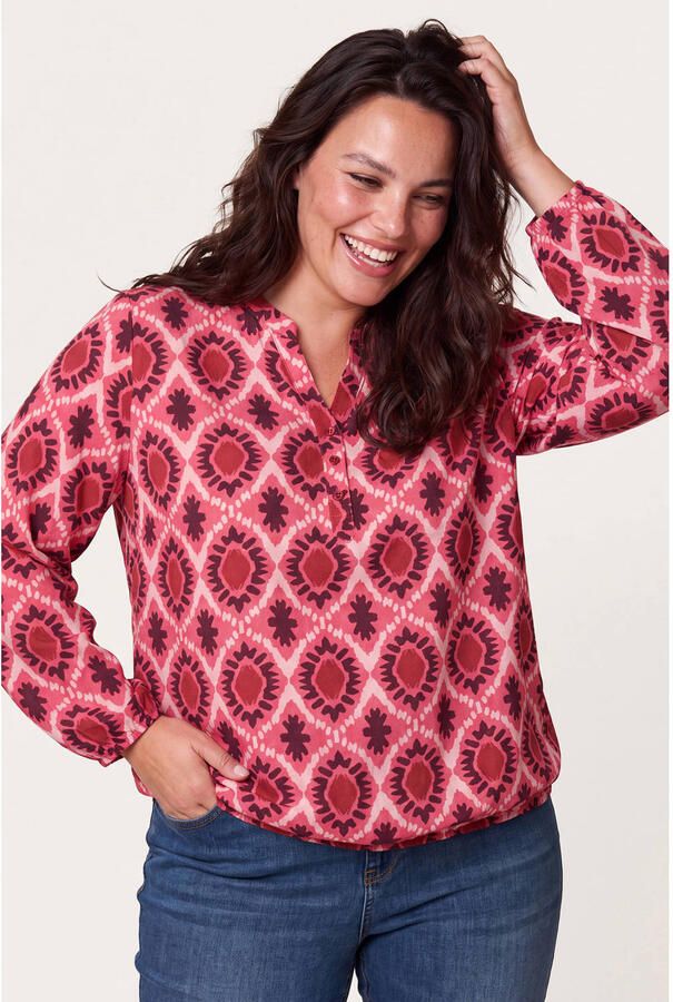 Miss Etam Plus top met print roze