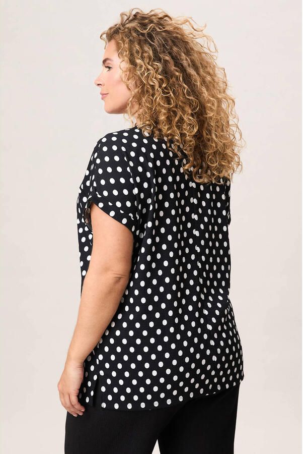 Miss Etam Plus top met stippen zwart - Foto 3