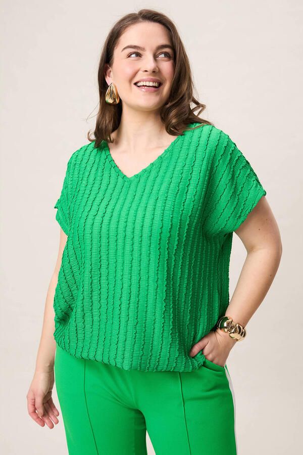 Miss Etam Plus top met textuur groen