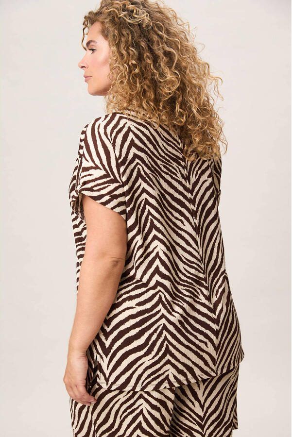 Miss Etam Plus top met zebraprint beige - Foto 2