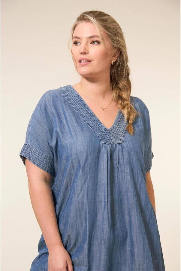 Miss Etam Plus tuniek medium blue denim