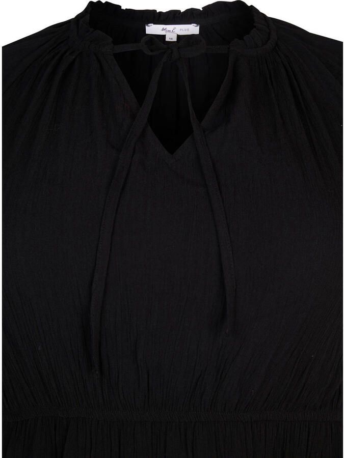 Miss Etam Plus viscose midi jurk met plooien zwart - Foto 2