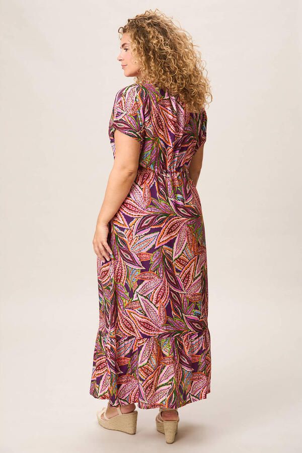 Miss Etam Plus viscose midi zomerjurk met print oranje - Foto 2