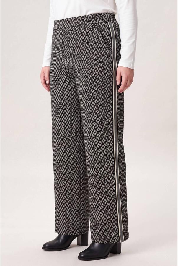 Miss Etam Plus wide leg broek met print grijs - Foto 2