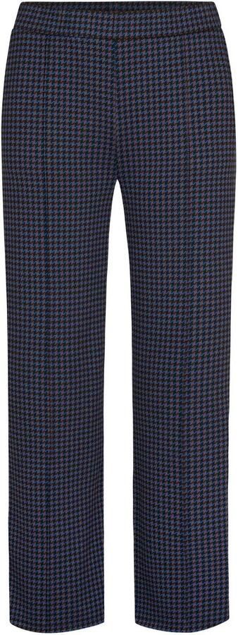 Miss Etam Plus wide leg geruite broek donkerblauw