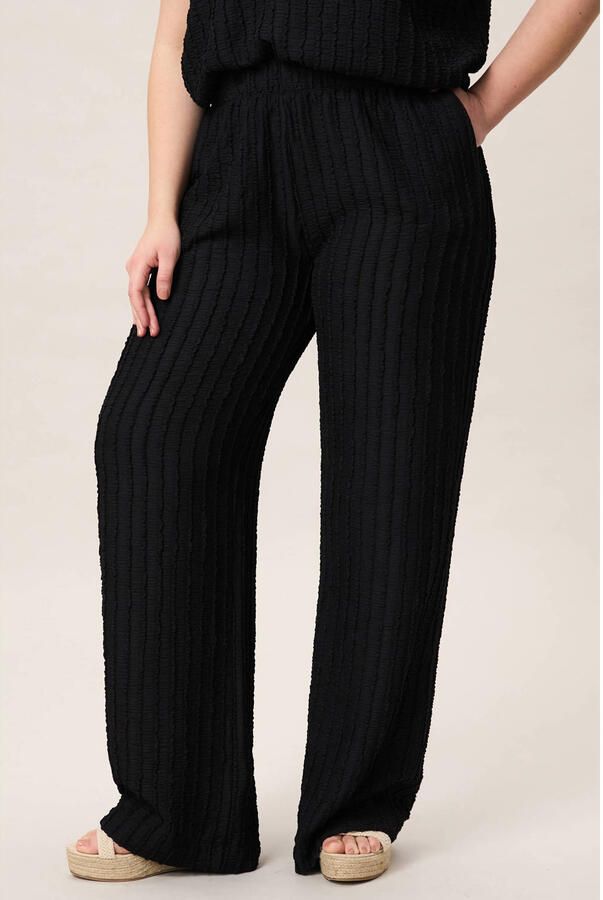 Miss Etam Plus wide leg high waist broek met textuur zwart