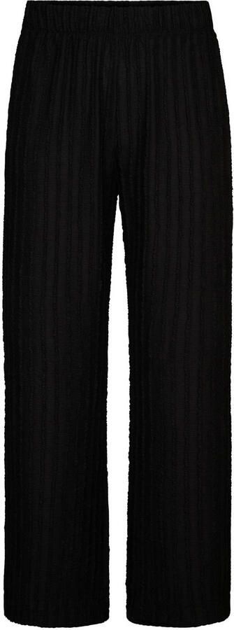 Miss Etam Plus wide leg high waist broek met textuur zwart - Foto 2