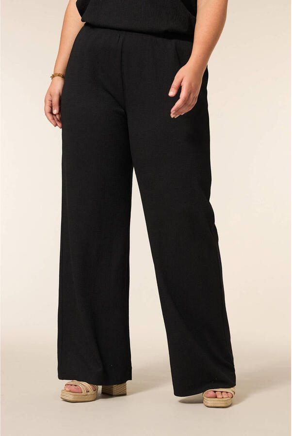 Miss Etam Plus wide leg high waist broek zwart