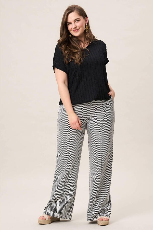 Miss Etam Plus wide leg high waist broek zwart