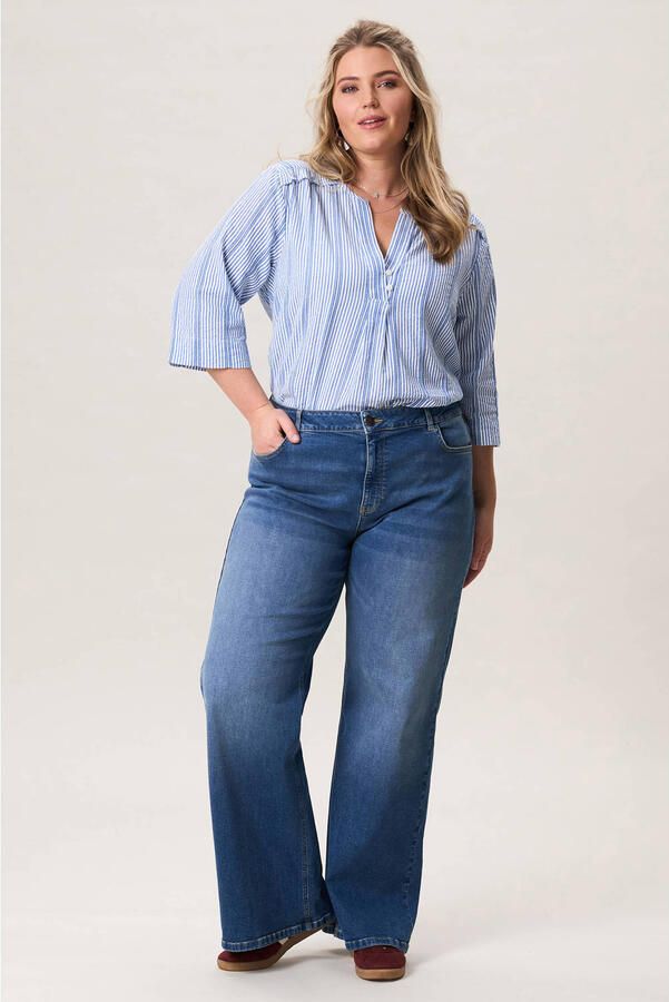Miss Etam Plus wide leg jeans medium blue denim