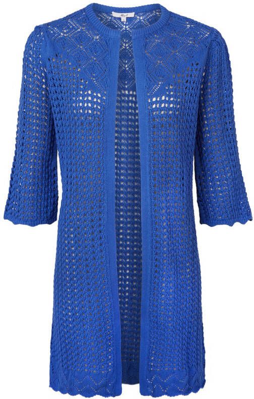 Miss Etam semi-transparant vest Cleo met textuur kobaltblauw