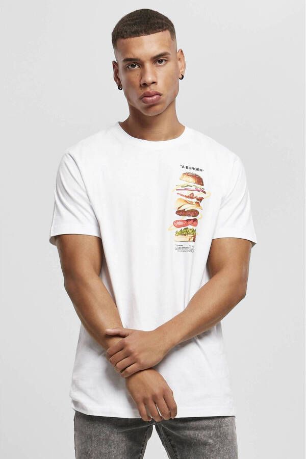 Mister Tee T-shirt A Burger met printopdruk wit