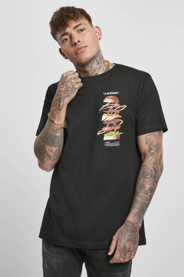 Mister Tee T-shirt A Burger met printopdruk zwart