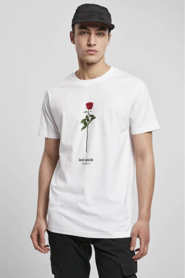 Mister Tee T-shirt Lost Youth Rose met printopdruk wit