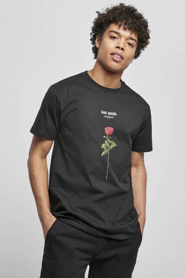 Mister Tee T-shirt Lost Youth Rose met printopdruk zwart