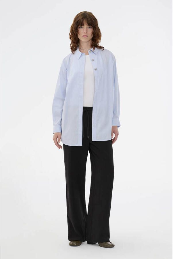 Modström blouse met krijtstreep lichtblauw