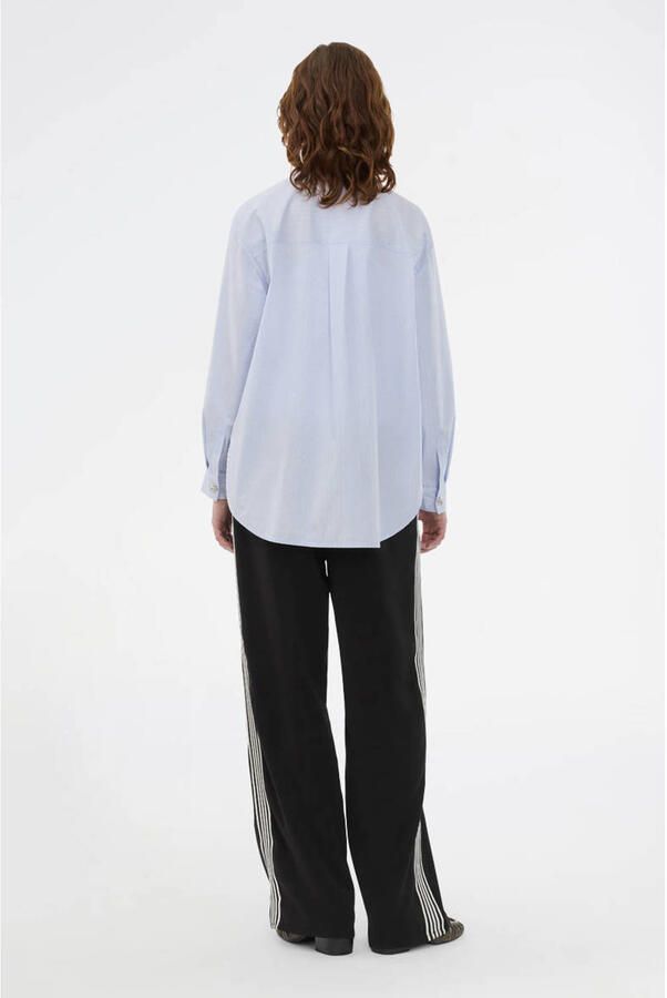 Modström blouse met krijtstreep lichtblauw - Foto 2