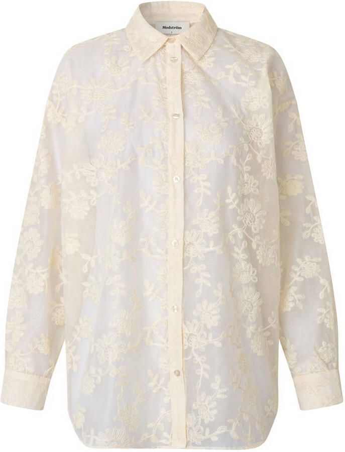 Modström gebloemde blouse met broderie crème - Foto 2