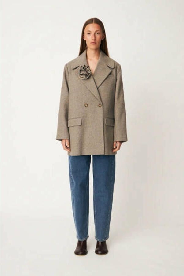 Modström oversized blazer met wol beige
