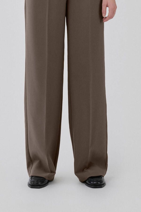 Modström straight high waist broek bruin