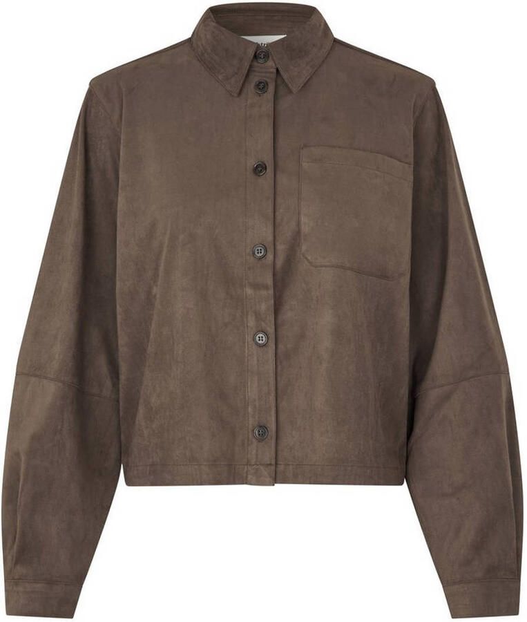 Modström suèdelook jas bruin