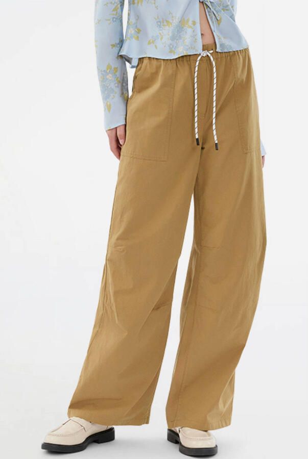 Modström wide leg regular waist broek camel