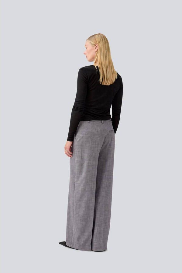 Modström wide leg regular waist broek grijs melange - Foto 3