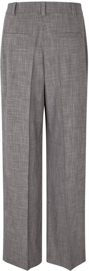 Modström wide leg regular waist broek grijs melange
