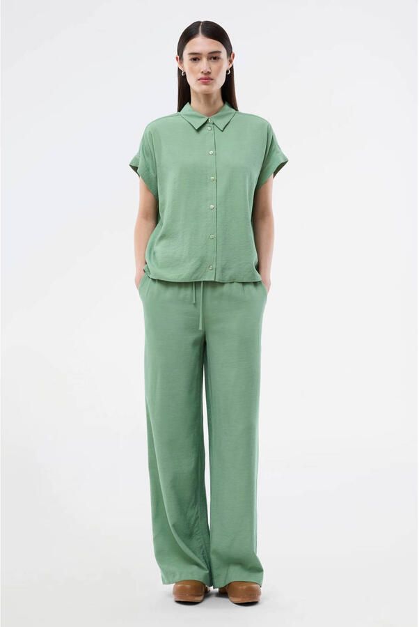 Modström wide leg regular waist broek groen