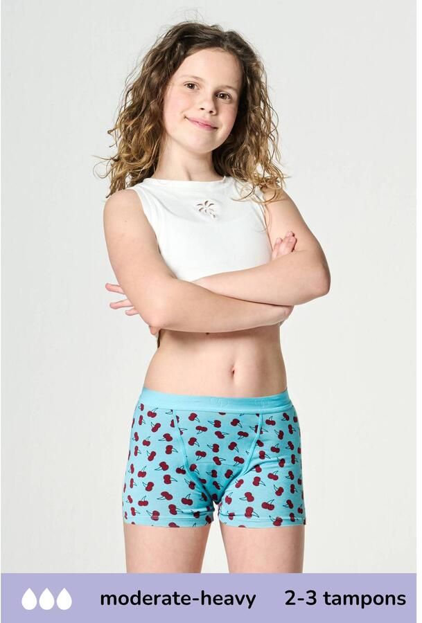 Moodies Undies boyshort menstruatieslip medium heavy blauw
