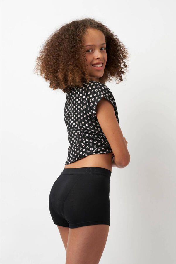 Moodies Undies boyshort menstruatieslip Medium Heavy zwart Meisjes Bamboe 140-146 - Foto 3