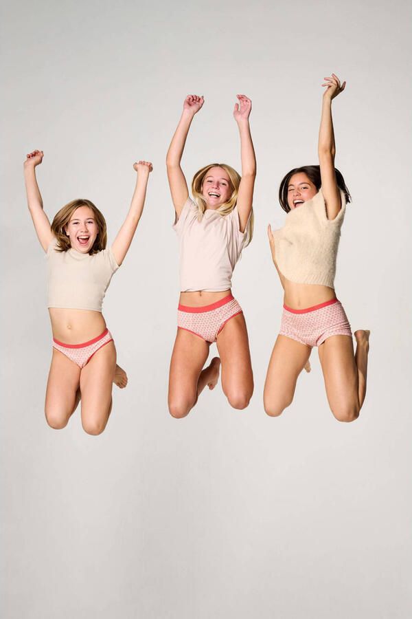 Moodies Undies hipster menstruatieslip Heavy roze Meisjes Bamboe All over print 152-158