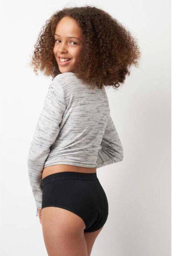 Moodies Undies hipster menstruatieslip Medium zwart Meisjes Bamboe Effen 152-158