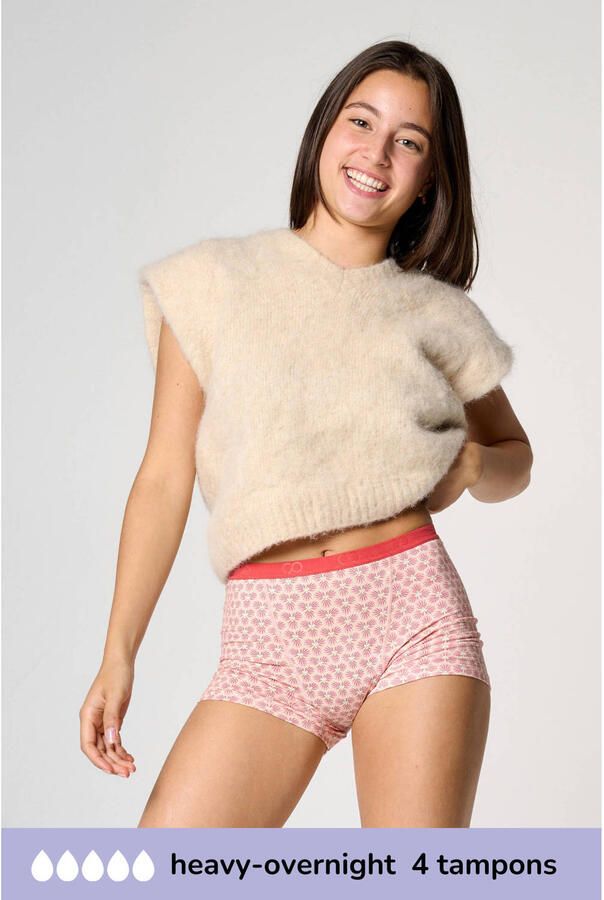 Moodies Undies mentruatie boyshort roze heavy overnight Slip Meisjes Bamboe 152-158 - Foto 2
