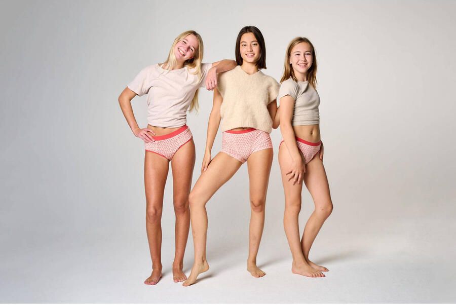 Moodies Undies mentruatie boyshort roze heavy overnight Slip Meisjes Bamboe 152-158 - Foto 3