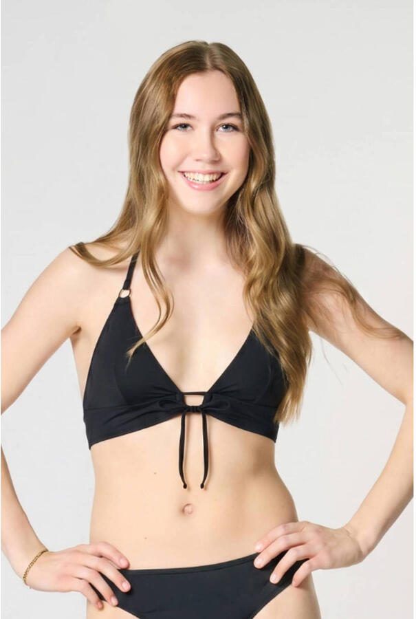 Moodies Undies voorgevormde triangel bikinitop met voorsluiting zwart - Foto 2