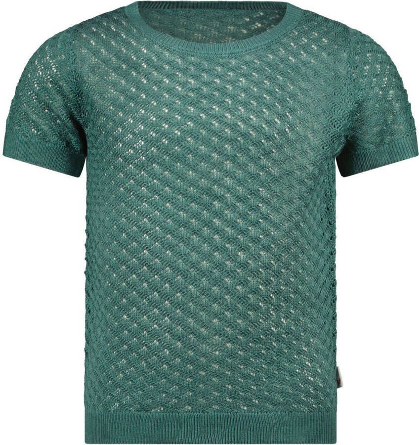 Moodstreet fijngebreide top groen Meisjes Acryl Ronde hals Effen 110-116