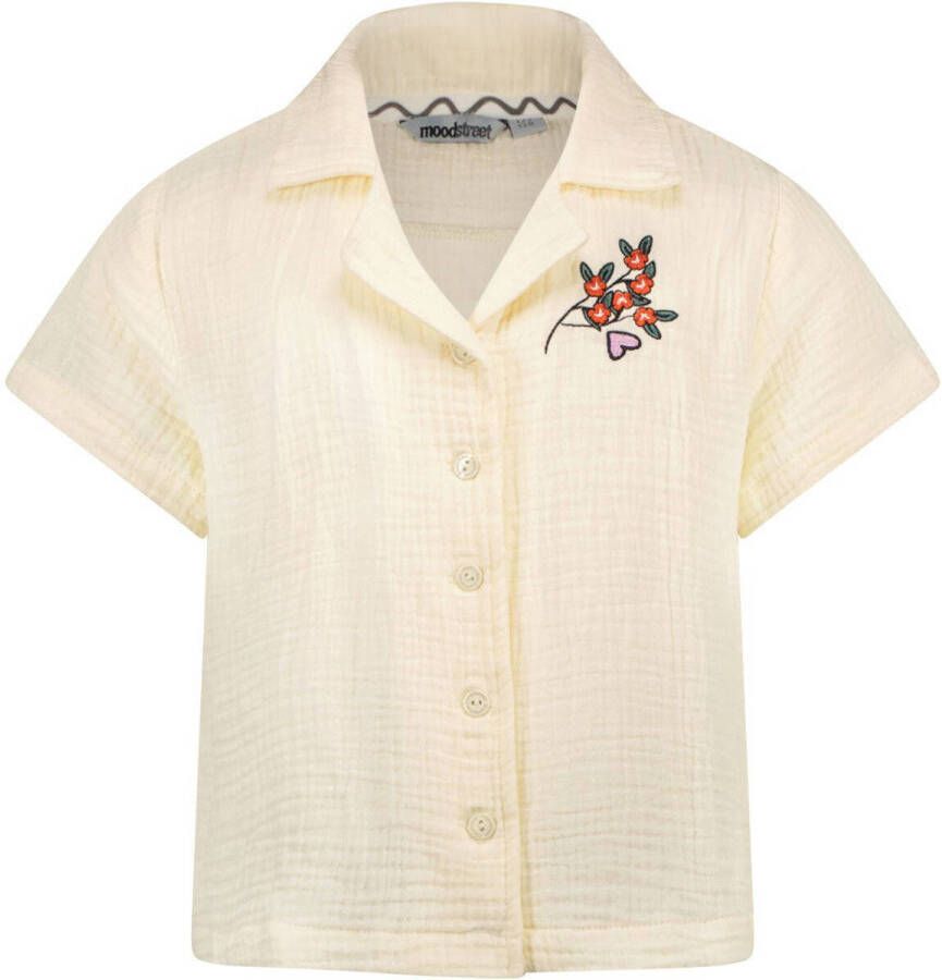 Moodstreet blouse beige Meisjes Katoen Klassieke kraag Effen 110-116