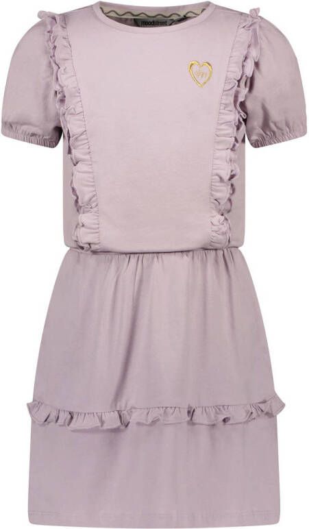 Moodstreet jurk met ruches lila Paars Meisjes Stretchkatoen (duurzaam) Ronde hals 110 116