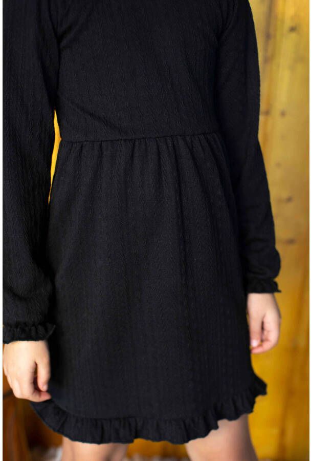 Moodstreet jurk zwart Meisjes Polyester Ronde hals Effen 110 116
