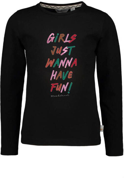 Moodstreet longsleeve met tekst zwart